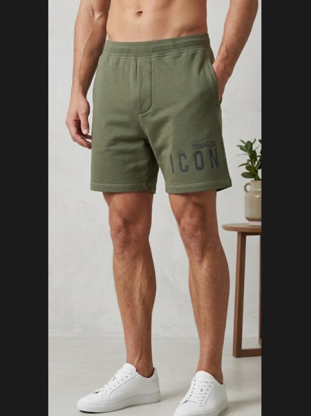DSQUARED2 Khaki Green ICON Track Jogger Shorts - Sz M